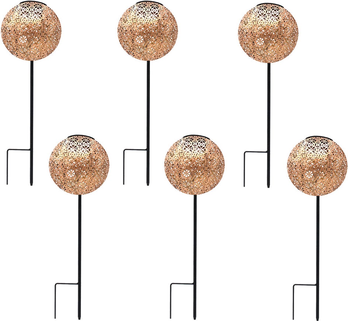 Set van 6 op zonne-energie werkende grondlampen H45CM AGADIR