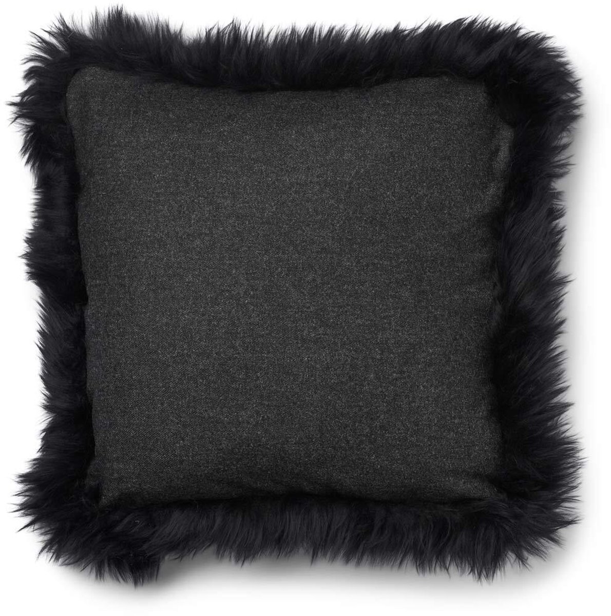 Sheepskin House Wollen Kussen - LW rand - 52x52 cm Charcoal/Black