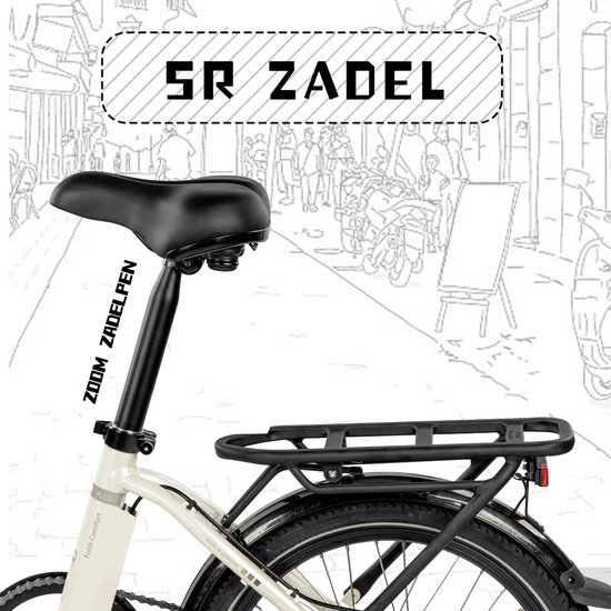 SAXXX Foldi Comfort - Elektrische Fiets - 95% Vooraf Geassembleerd Vouwfiets - 410Wh uitneembare accu - 80 km Actieradius - Shimano Nexus 7-versnellingssysteem - Achterwielmotor 250W - 20 x 2.3" CST - Mechanische schijfrem - Wit van Saxxx — afbeelding 3