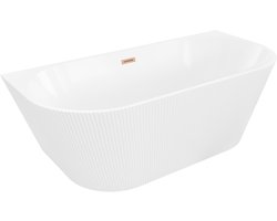 Mexen Oris vrijstaande naast de muur gegroefde badkuip 170 x 80 , wit, overloop geborsteld koper - 52871708000-65