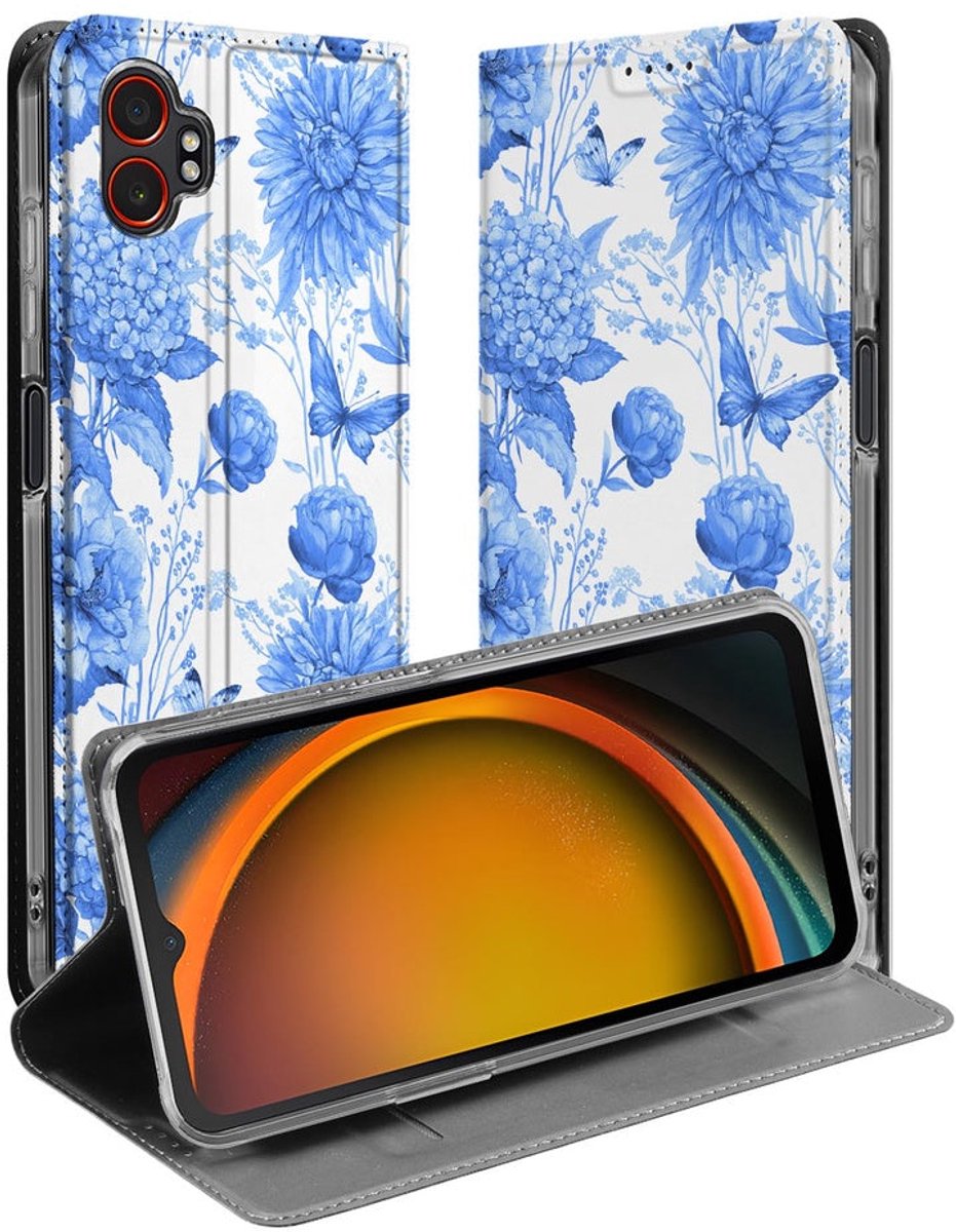 Samsung Galaxy Xcover 7 Pro Book Case Flowers Blue