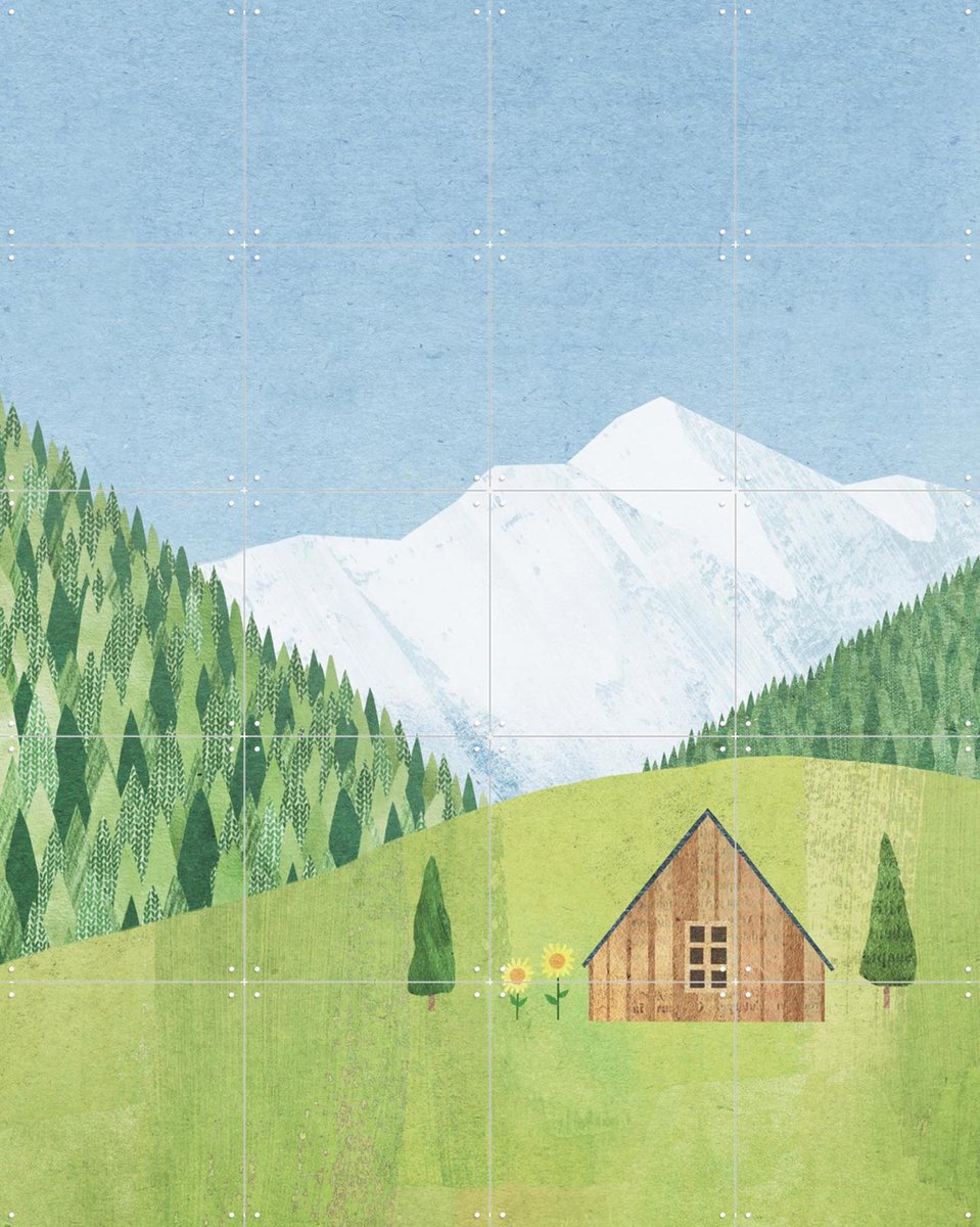 IXXI The Meadow, Henry Rivers - 80 x 100 cm - Gratis ophangtool - Grote wanddecoratie en posters - Speels, Kleurrijk, Illustraties, Minimalisme