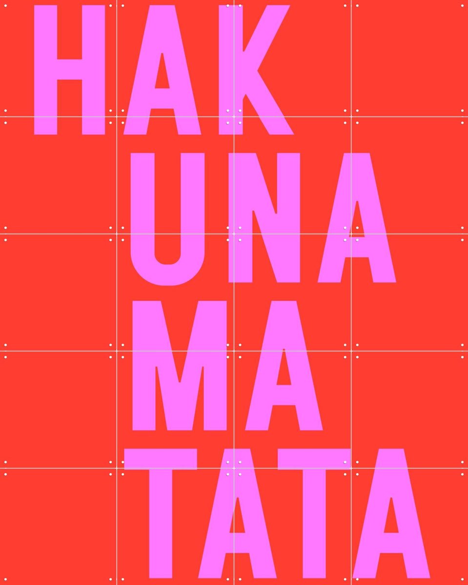 IXXI Hakuna Matata - Red Pink, Ohkimiko & Various - 80 x 100 cm - Gratis ophangtool - Grote wanddecoratie en posters - Kleurrijk, Typografie, Grafisch
