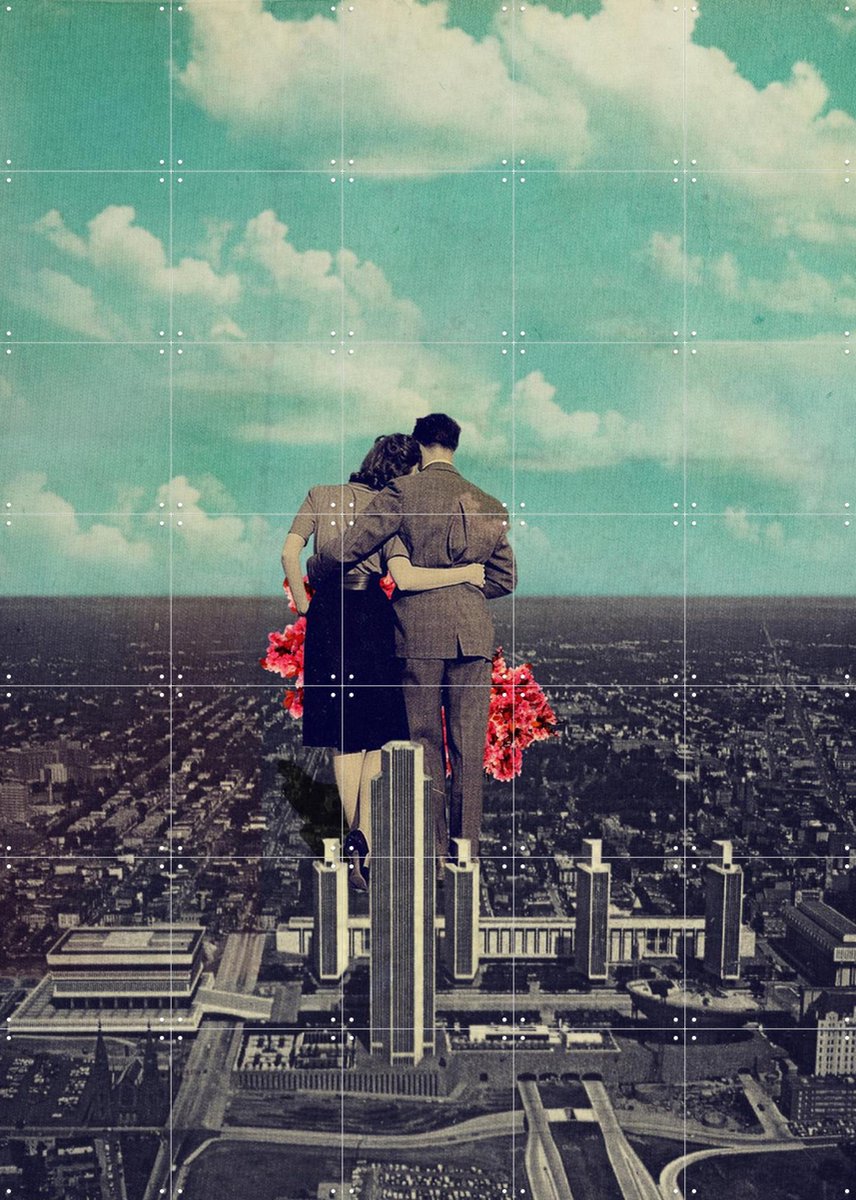IXXI Together we Will Live Forever, Frank Moth - 100 x 140 cm - Gratis ophangtool - Grote wanddecoratie en posters - Kleurrijk, Collage, Fotografie