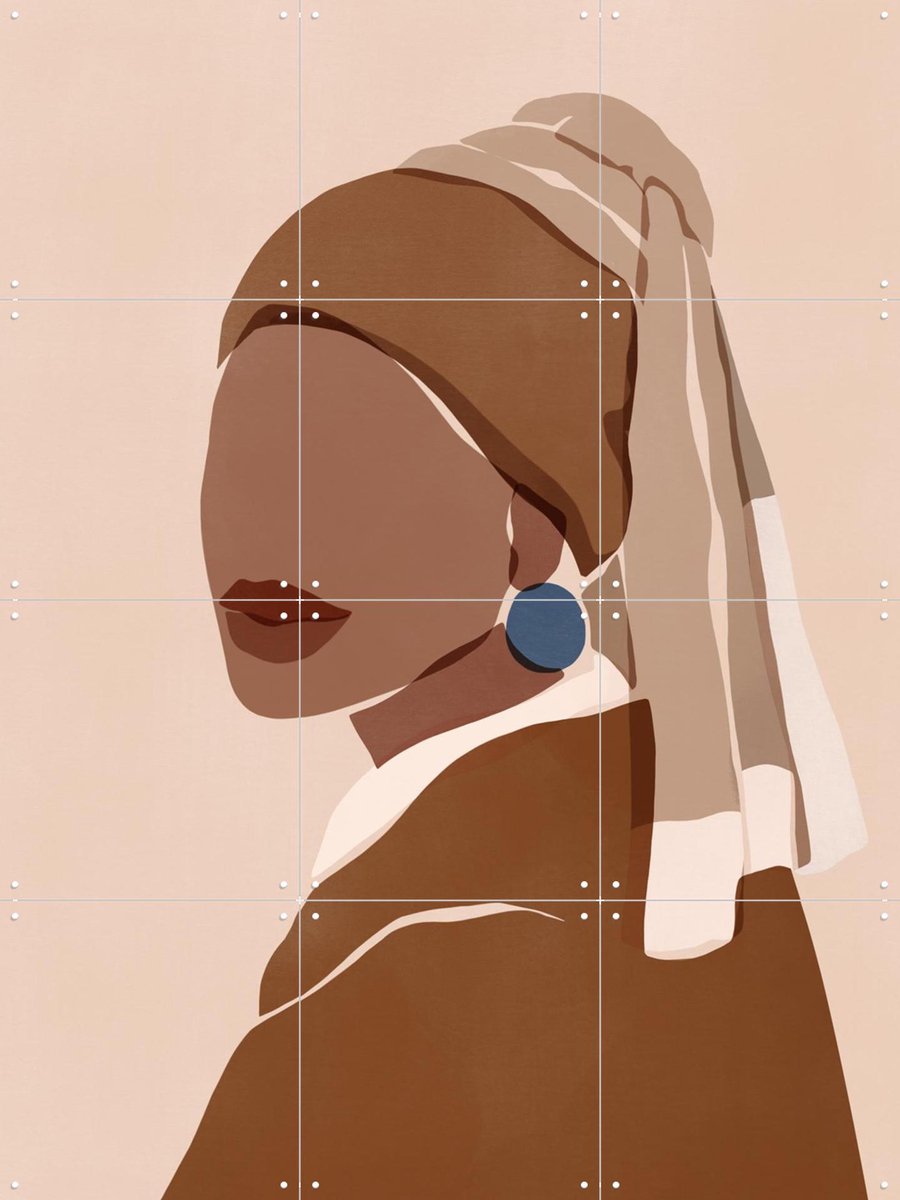 IXXI Girl with a Blue Earring, Sacrée Frangine & Rijksmuseum 2.0 - 60 x 80 cm - Gratis ophangtool - Grote wanddecoratie en posters - Grafisch Ontwerp