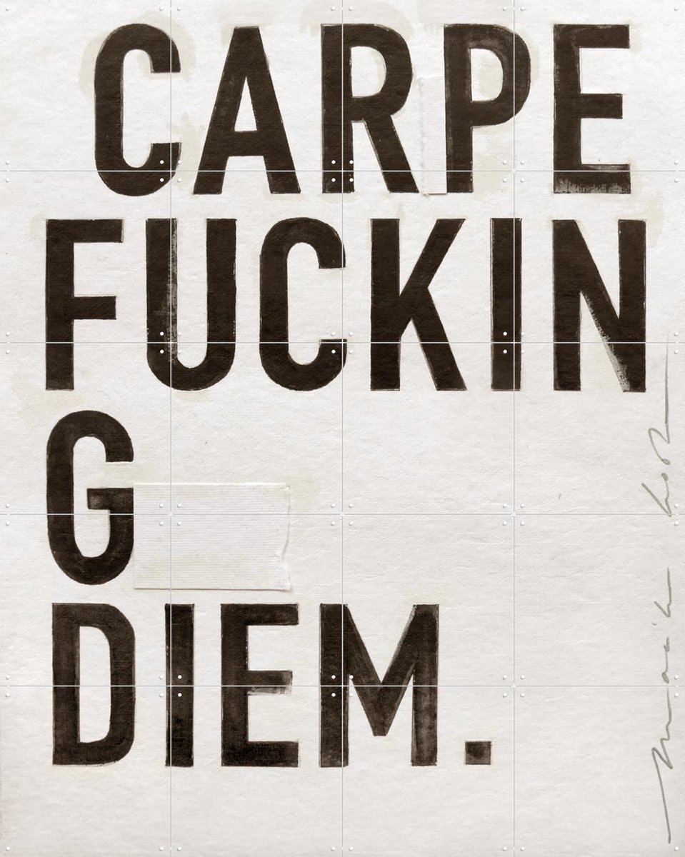 IXXI Carpe Diem, Maaike Koster & My Deer Art Shop - 80 x 100 cm - Gratis ophangtool - Grote wanddecoratie en posters - Houtsnede, Typografie