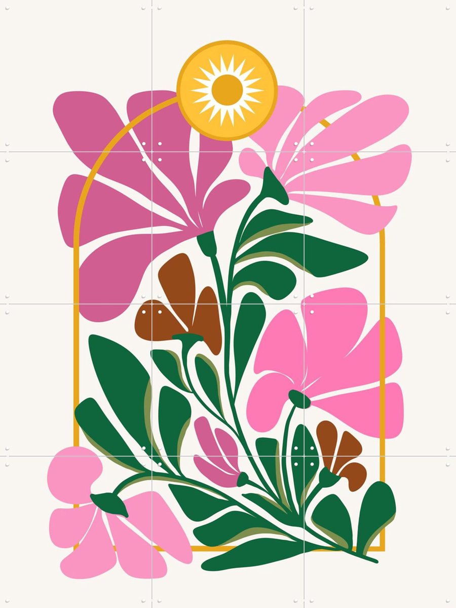 IXXI Jardin Du Soleil, Kristian Gallagher & Various - 60 x 80 cm - Gratis ophangtool - Grote wanddecoratie en posters - Speels, Illustraties, Grafisch