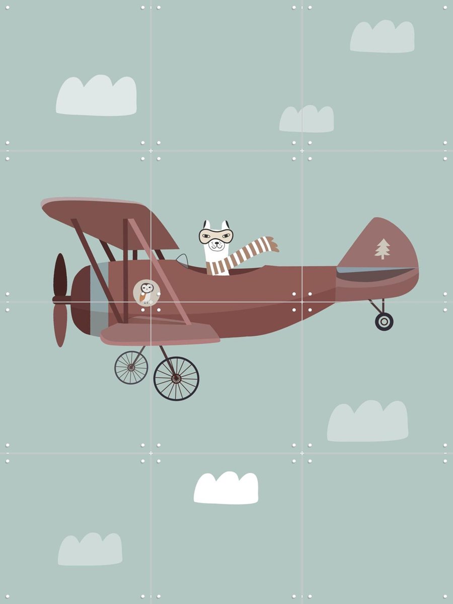 IXXI llama aviator blue sky, Little Otja - 60 x 80 cm - Gratis ophangtool - Grote wanddecoratie en posters - Grafisch Ontwerp, Fantasierijk
