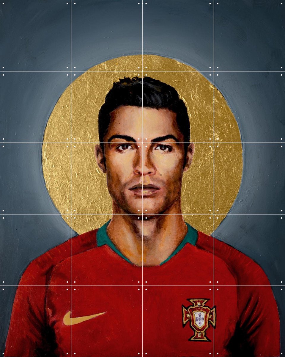 IXXI Cristiano Ronaldo, David Diehl - 80 x 100 cm - Gratis ophangtool - Grote wanddecoratie en posters - Kleurrijk, Illustraties, Olieverf, Grafisch