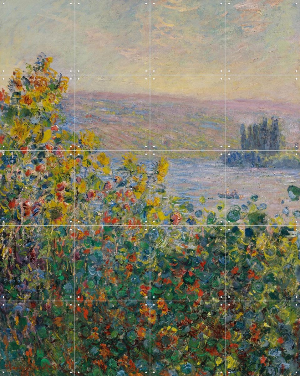 IXXI Flower Beds at Vétheuil, Claude Monet & Museum of Fine Arts Boston - 80 x 100 cm - Gratis ophangtool - Grote wanddecoratie en posters -