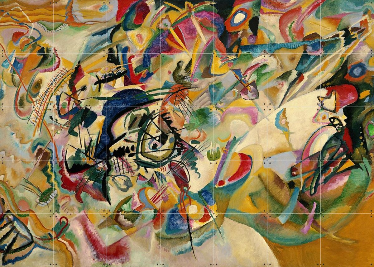 IXXI Composition No. 7, Kandinsky & Bridgeman Images - 140 x 100 cm - Gratis ophangtool - Grote wanddecoratie en posters - Olieverf, Kleurrijk