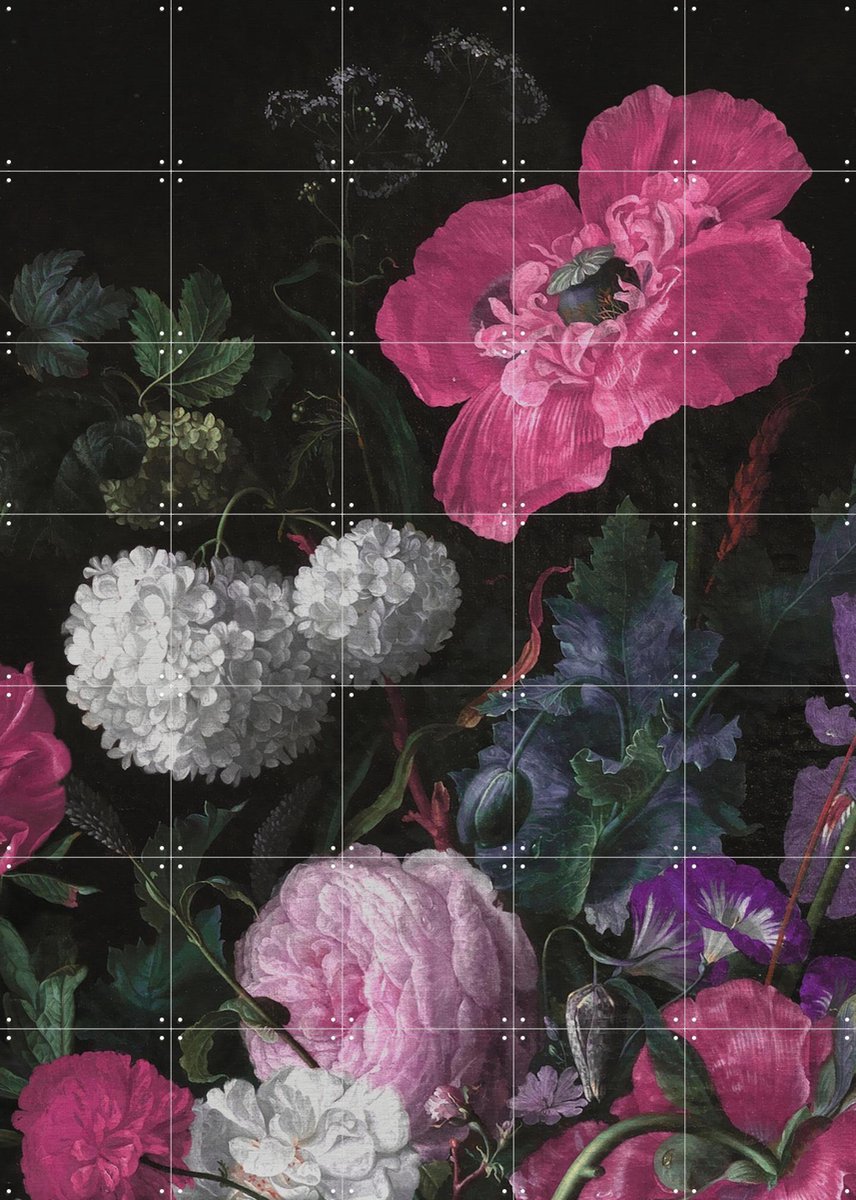 IXXI Golden Age Moody Florals I, Bloomery Decor - 100 x 140 cm - Gratis ophangtool - Grote wanddecoratie en posters - Klassiek, Naturalisme