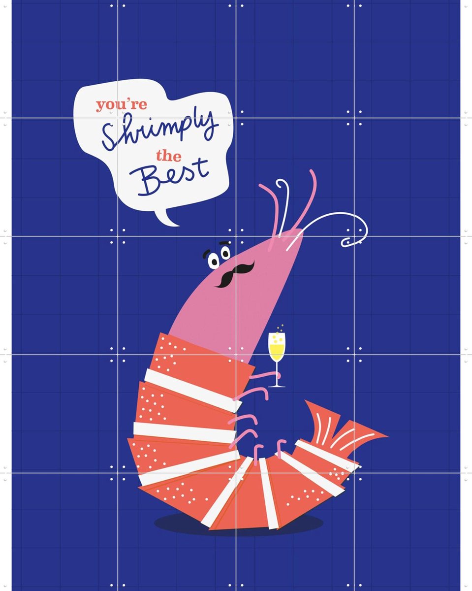 IXXI Shrimply the Best, Jetske Kox - 80 x 100 cm - Gratis ophangtool - Grote wanddecoratie en posters - Kleurrijk, Illustraties, Grafisch Ontwerp