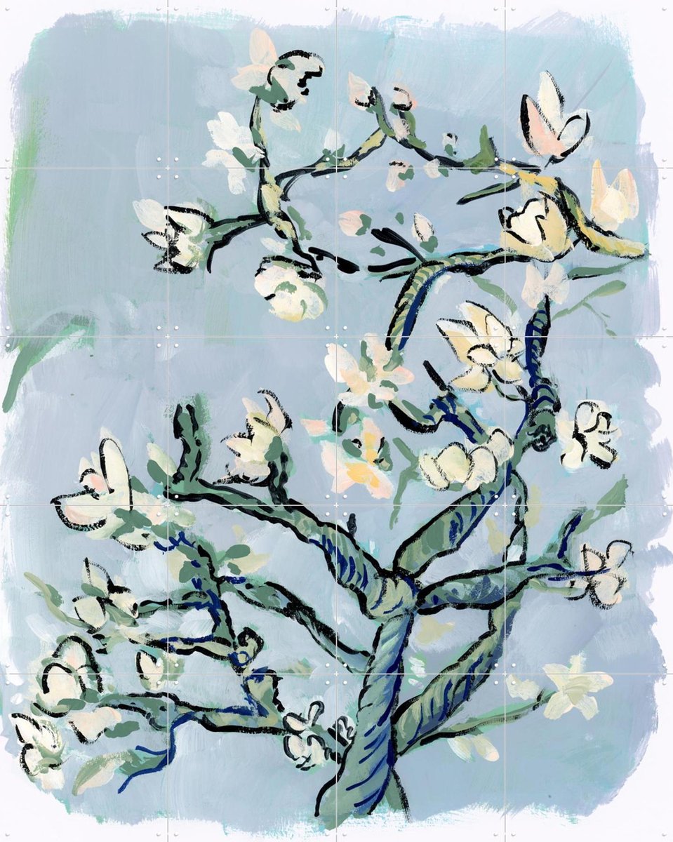 IXXI Almond Blossom II, Green Barn Studio & Van Gogh 21st Century - 80 x 100 cm - Gratis ophangtool - Grote wanddecoratie en posters - Kwaststreken