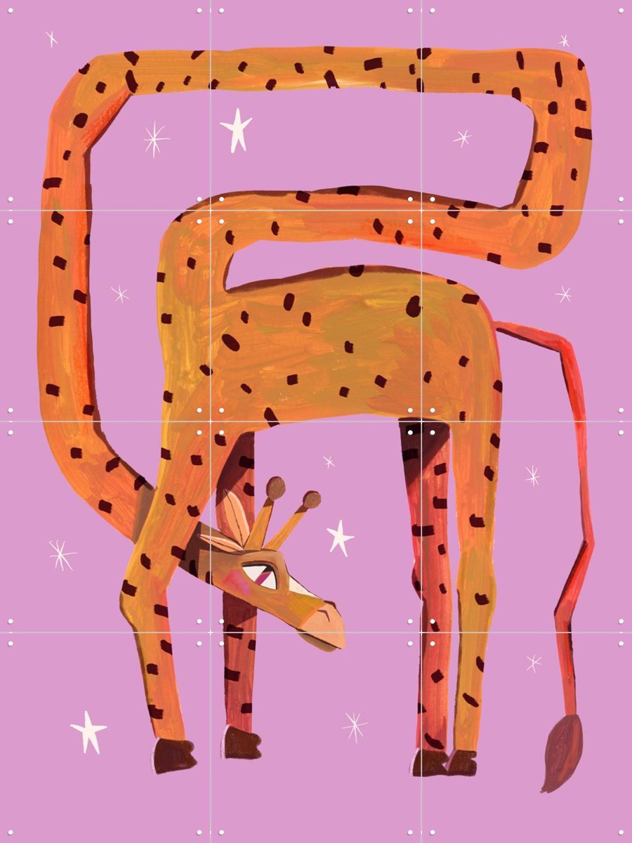 IXXI Giraffe, Lena Addink - 60 x 80 cm - Gratis ophangtool - Grote wanddecoratie en posters - Speels, Cartoonesk, Digitale Kunst, Abstract