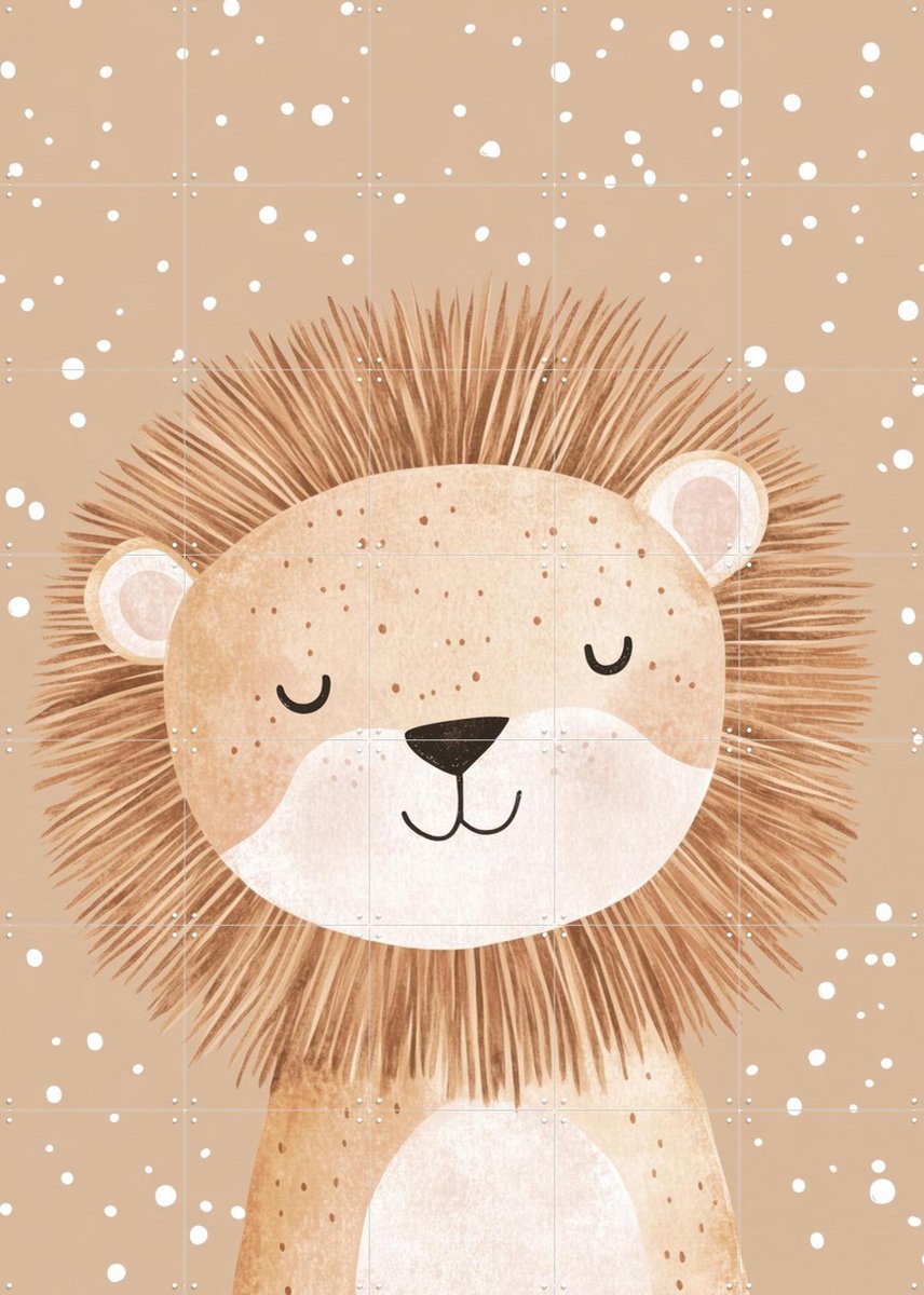 IXXI Happy Lion, Treechild & Various - 100 x 140 cm - Gratis ophangtool - Grote wanddecoratie en posters - Speels, Kleurrijk, Illustraties
