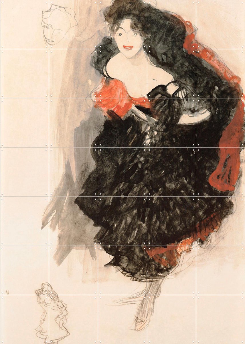IXXI Study for Judith II 1908, Gustav Klimt & Bridgeman Images - 100 x 140 cm - Gratis ophangtool - Grote wanddecoratie en posters - Tekeningen