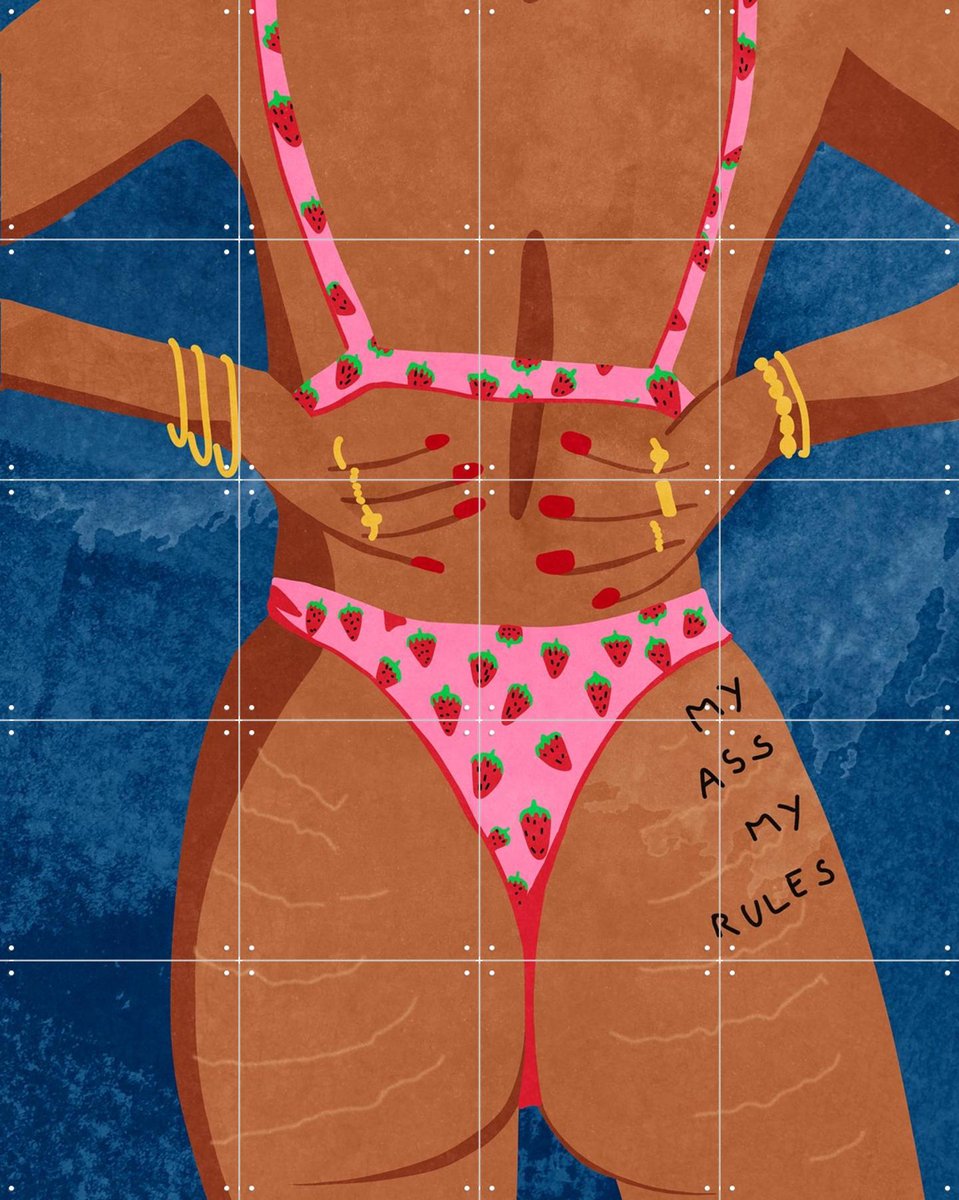 IXXI My Ass My Rules, Raissa Oltmanns - 80 x 100 cm - Gratis ophangtool - Grote wanddecoratie en posters - Cartoonesk, Illustraties, Grafisch Ontwerp