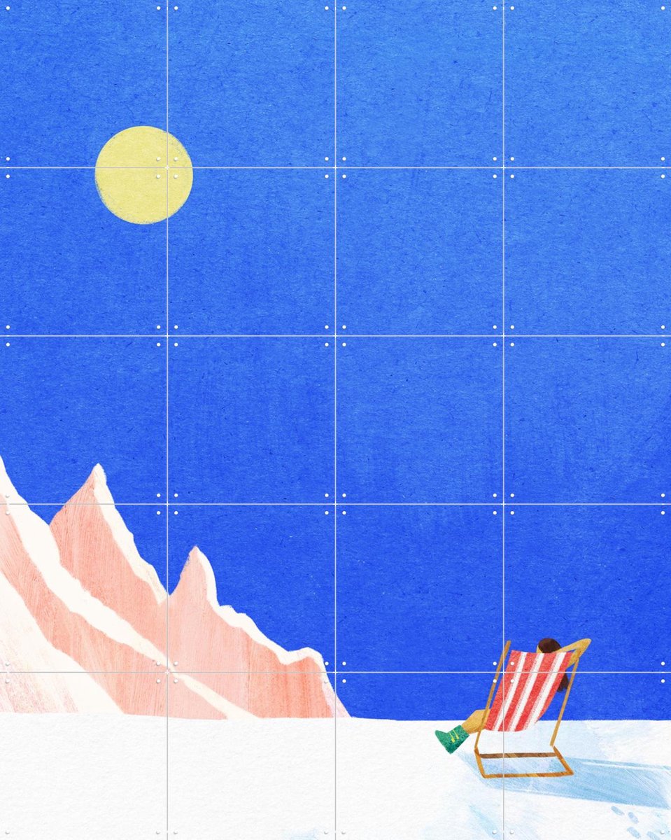 IXXI Last Sun on the Mountain, Henry Rivers - 80 x 100 cm - Gratis ophangtool - Grote wanddecoratie en posters - Illustraties, Speels, Grafisch