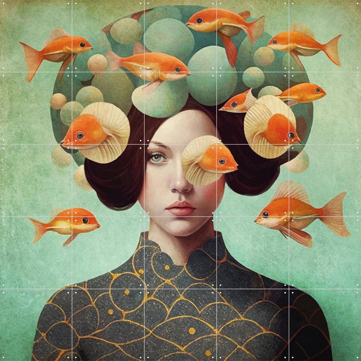 IXXI Against the Current, Mirjam Duizendstra - 100 x 100 cm - Gratis ophangtool - Grote wanddecoratie en posters - Illustraties, Kleurrijk