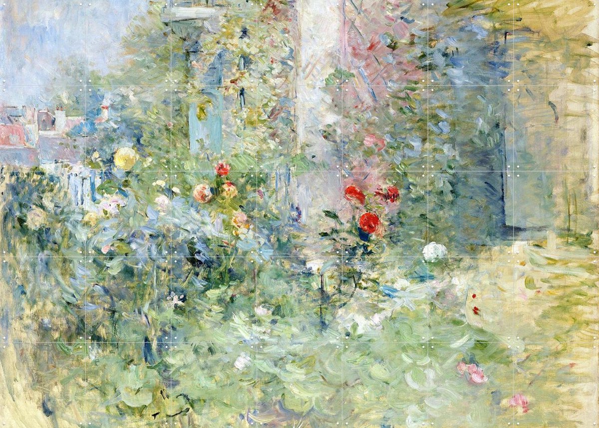 IXXI The Garden at Bougival, Berthe Morisot & Bridgeman Images - 140 x 100 cm - Gratis ophangtool - Grote wanddecoratie en posters - Kleurrijk