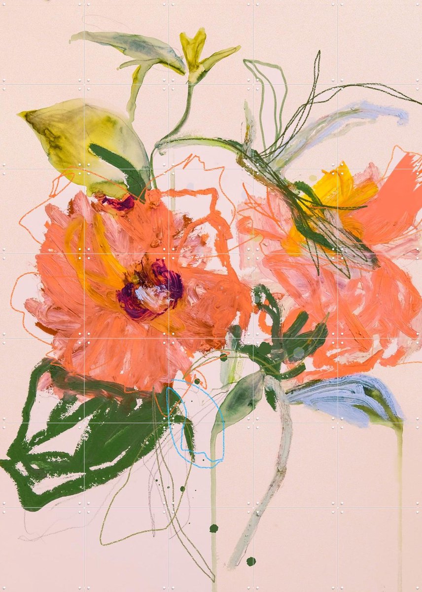 IXXI Yellow Chinese Rose, Leigh Viner & Rijksmuseum 2.0 - 100 x 140 cm - Gratis ophangtool - Grote wanddecoratie en posters - Kwaststreken, Klassiek