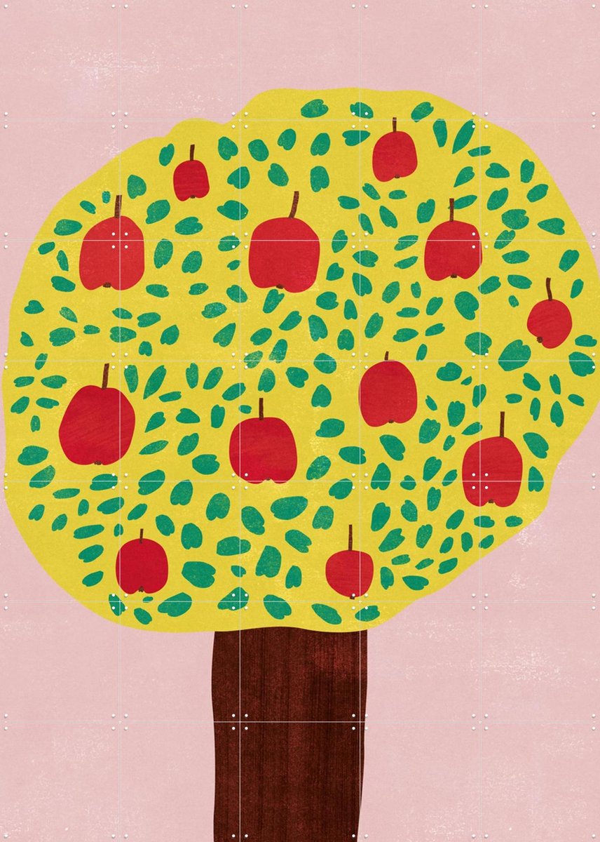 IXXI Apple Tree, Lotte Dirks - 100 x 140 cm - Gratis ophangtool - Grote wanddecoratie en posters - Grafisch Ontwerp, Speels, Kleurrijk, Illustraties