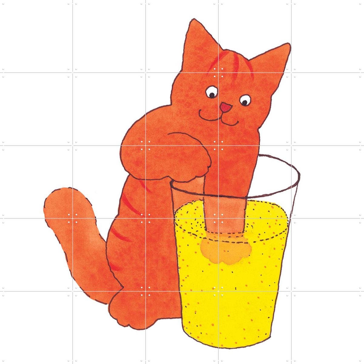IXXI Dikkie Dik heeft Dorst, Dikkie Dik - 100 x 100 cm - Gratis ophangtool - Grote wanddecoratie en posters - Cartoonesk, Illustraties, Speels
