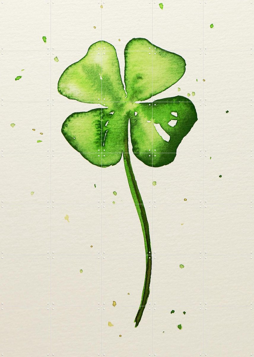 IXXI Four-leaf Clover, Natalie Bruns - 100 x 140 cm - Gratis ophangtool - Grote wanddecoratie en posters - Aquarel, Minimalisme, Illustraties