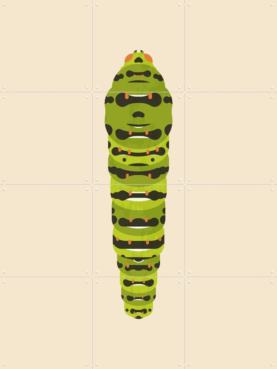 IXXI The Queen Page Caterpillar, Studio Kars + Boom - 60 x 80 cm - Gratis ophangtool - Grote wanddecoratie en posters - Digitale Kunst, Illustraties