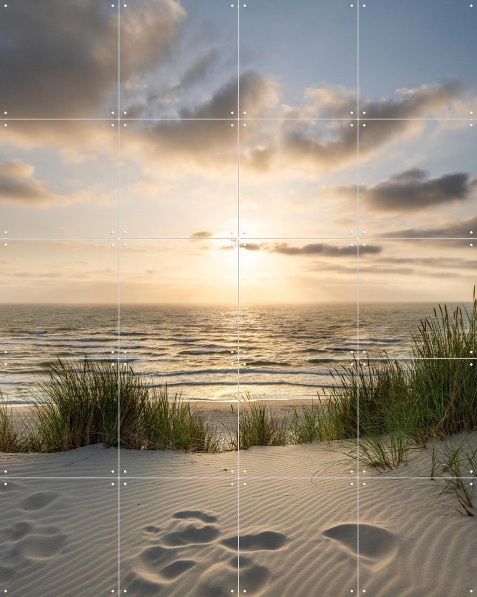 IXXI Dune beach at sunset, Jan Becke - 80 x 100 cm - Gratis ophangtool - Grote wanddecoratie en posters - Naturalisme, Fotografie, Impressionisme