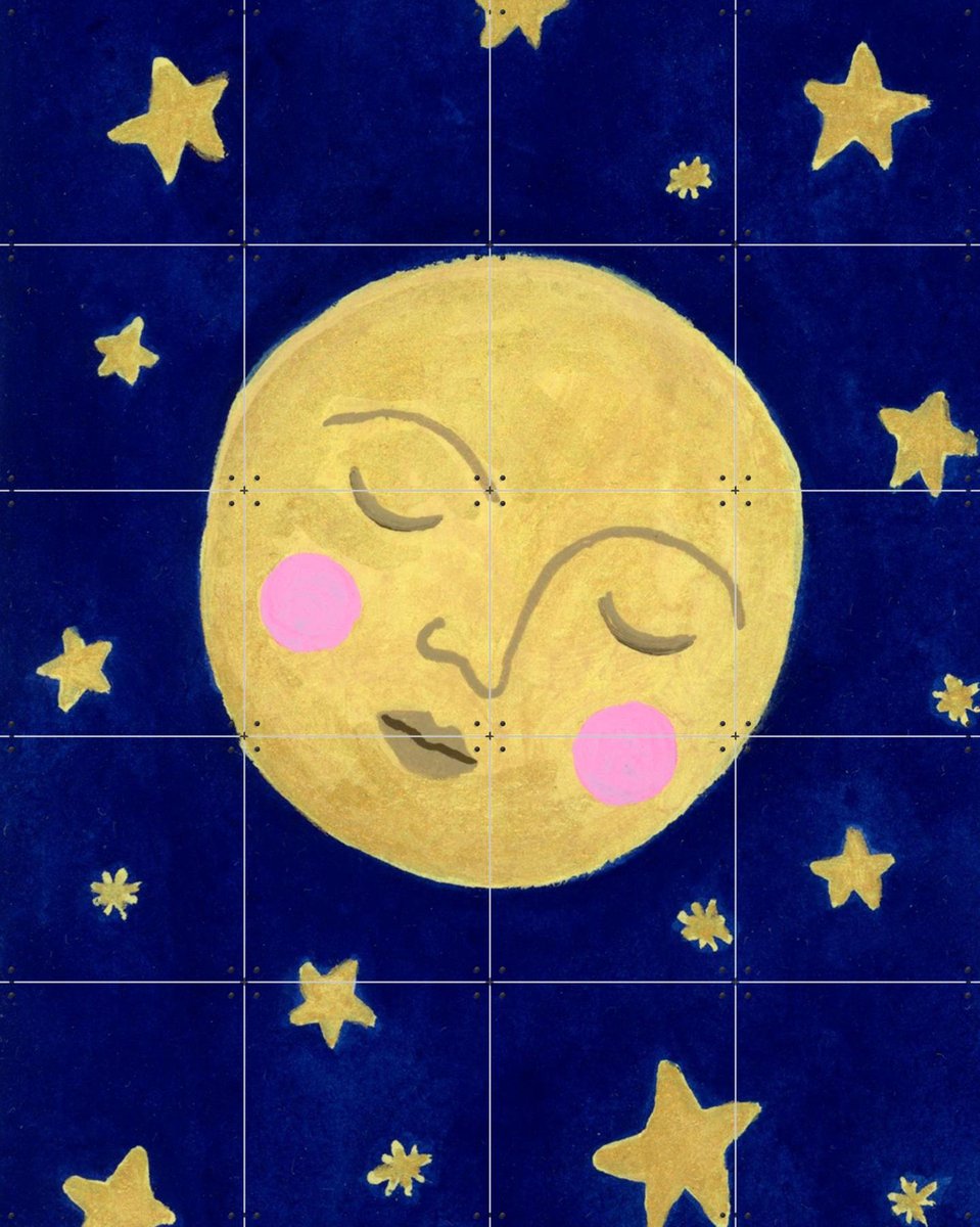IXXI Sleepy Moon, Kirsten Blom Art & Illustration - 80 x 100 cm - Gratis ophangtool - Grote wanddecoratie en posters