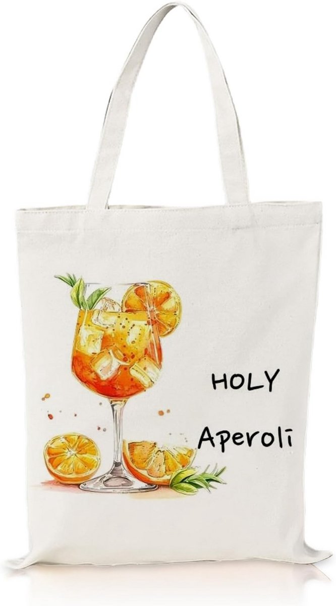 Canvas Draagtas met Cocktailprint - Groot en Stevig - Herbruikbare Boodschappentas