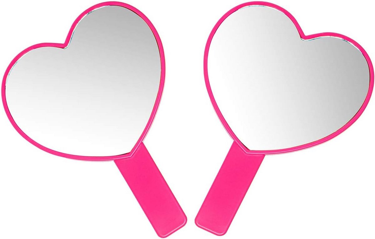 Set van 2 Hartvormige Handspiegels - Compacte Make-up Spiegel met Handvat