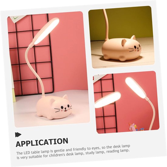 Bureaulamp - Bureaulamp led - leeslamp - studielamp - tafellamp - nachtlampje - opvouwbare lamp - USB oplaadbaar - 400 mAh - 1 stand - ABS - 0,6 W - 9 x 7 x 18 cm - kat vorm - roze — afbeelding 4
