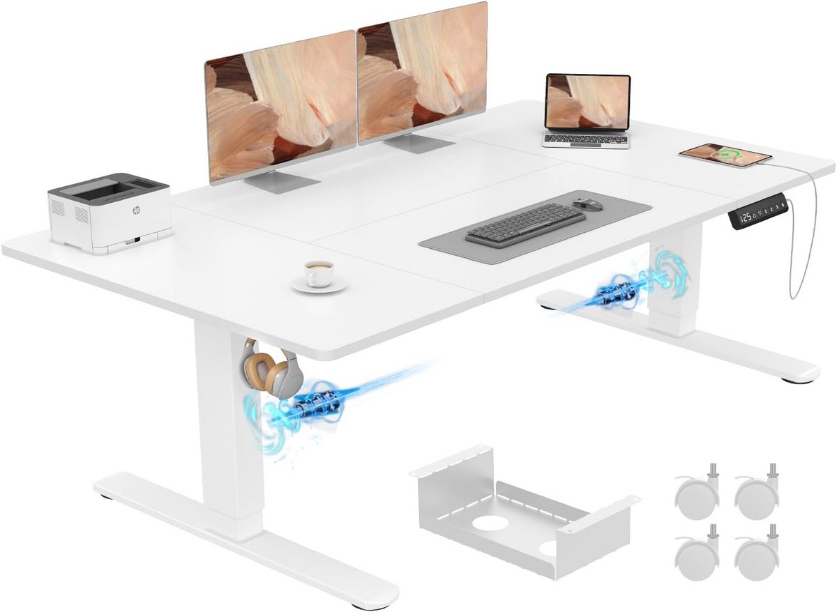 Elektrisch Zit Sta Bureau 160x80cm met Dubbele Motor en Touch Screen