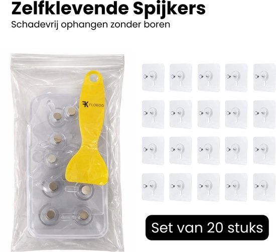 14 stuks zelfklevende spijkers voor fotolijsten, plakspijkers, 14