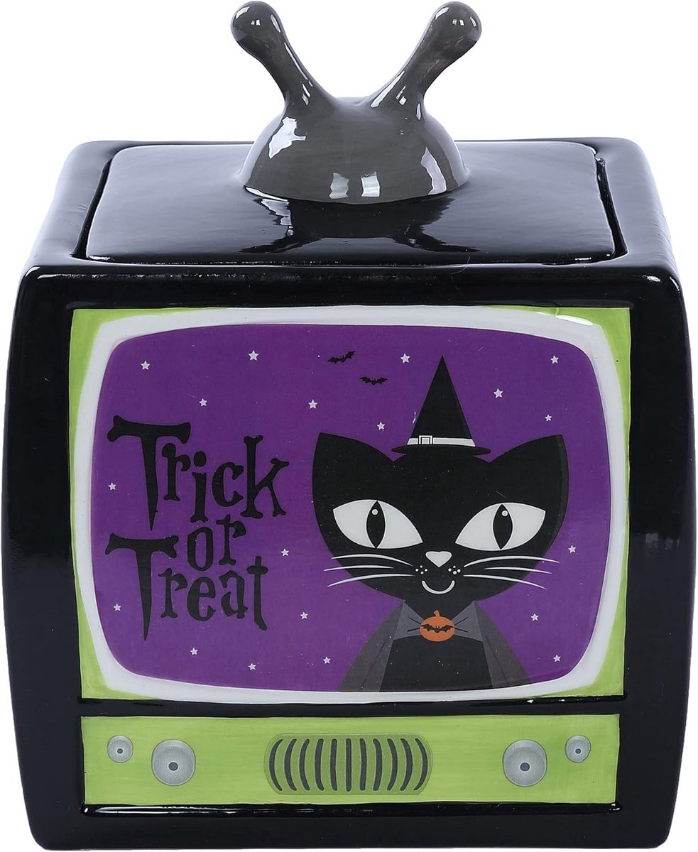 Keramische Koekjespot Halloween Thema Vintage Televisie - Trick or Treat Opslag