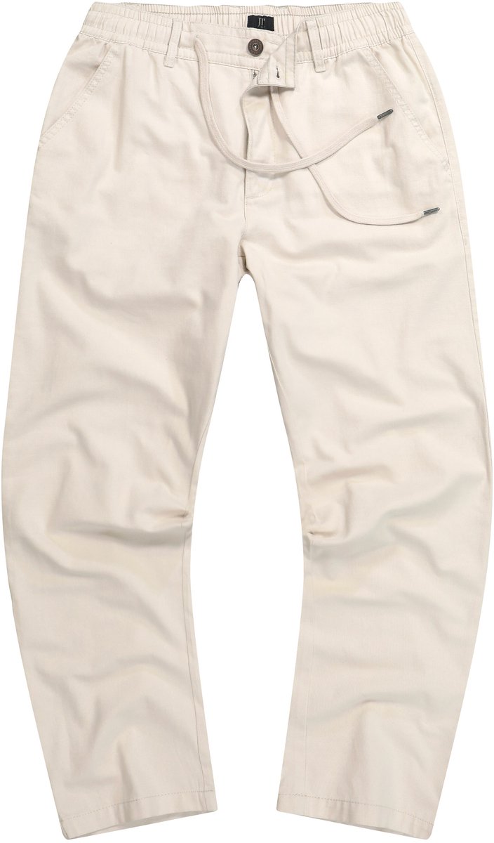 JP 1880 - Heren - Broek linnenlook casual pasvorm elastische band - Vanille - Maat 4XL