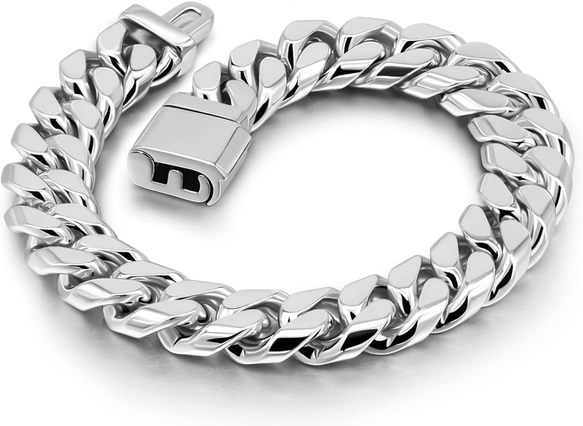 Massieve Zilveren Cubaanse Armband Heren 12mm - 925 Sterling Zilver - Grote Schakels