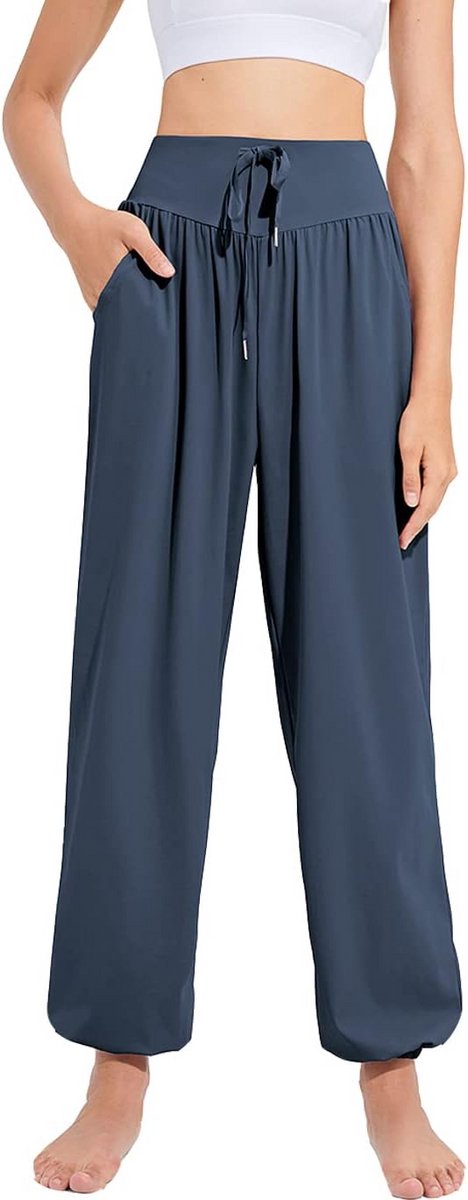 Dames Yoga Sportbroek met Trekkoord - Losse Harem Stijl Joggingbroek voor Workout en Lounge