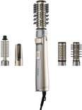 Cecotec stylingborstel met zilverkleurig handvat, gouden details en opzetstukken.