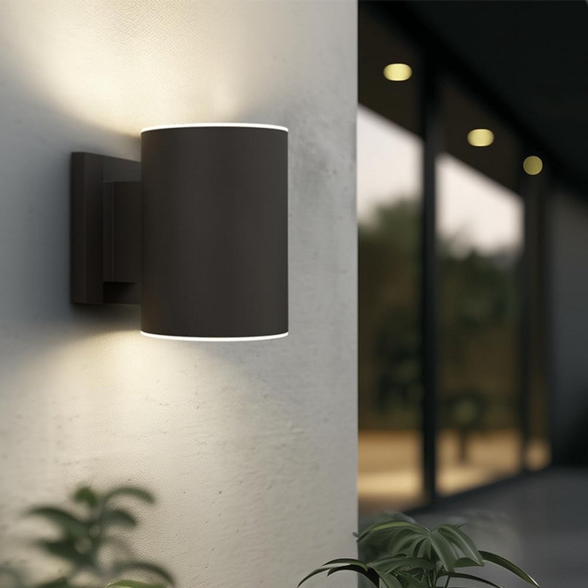 Draadloze LED Buitenwandlamp op Zonne-energie - Op en Neer Verlichting - Antraciet Grijs