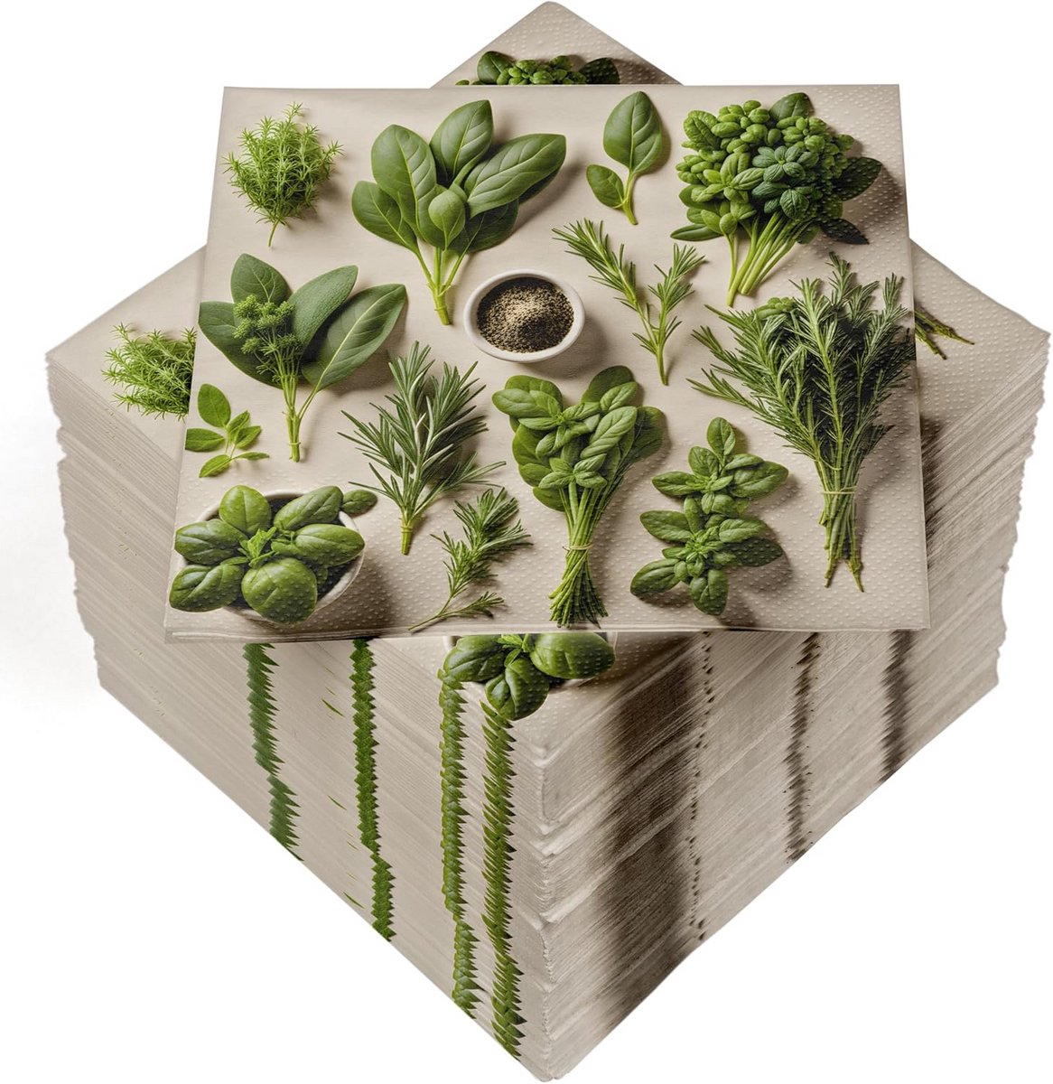 100 Luxe Servetten 3-Laags 33x33 cm Pittige Specerijen Print Absorberend & Praktisch