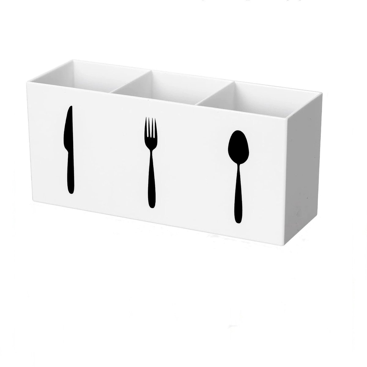 Bestekhouder/opbergdoos (2-delig) - Wit
