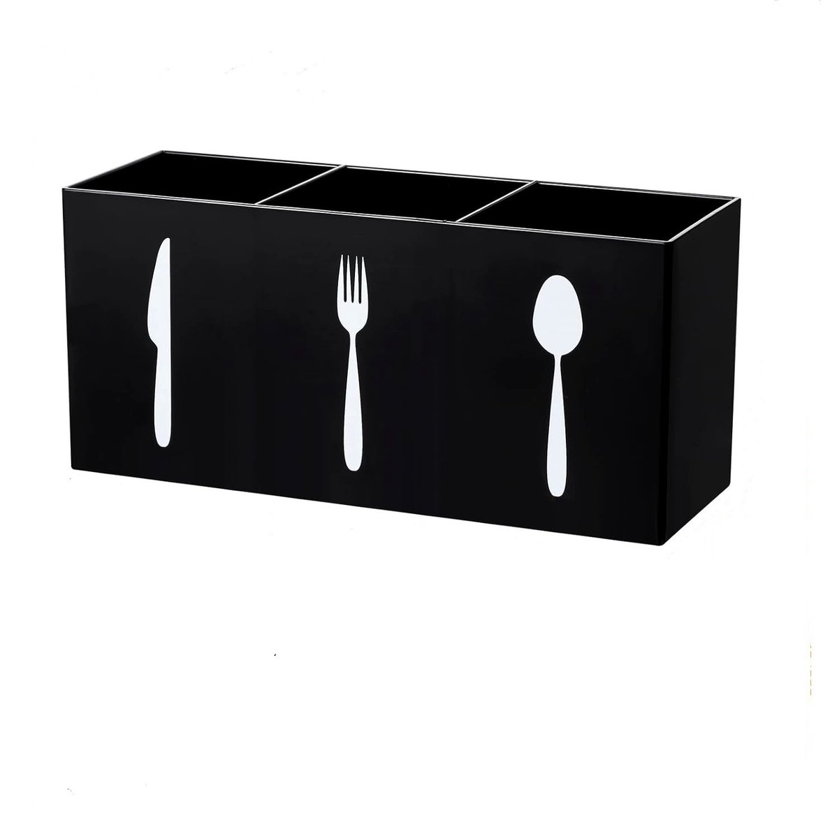 Bestekhouder/opbergdoos (2-delig) - Zwart