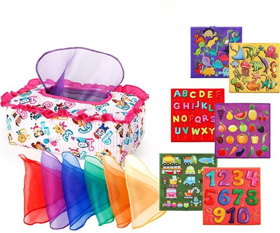 Tissuebox, babyspeelgoed, Montessori-speelgoed, geschikt voor de sensorische ontwikkeling van baby's en peuters van 6 tot 12 maanden. van Eetrite — afbeelding 4