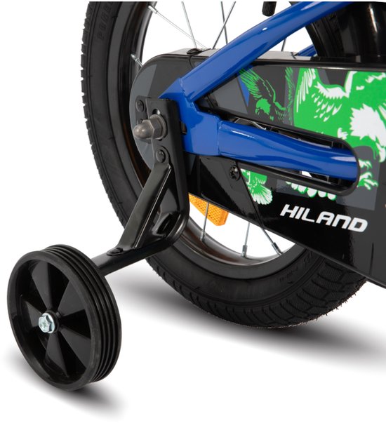 Hiland Stoere Jongensfiets - 20 Inch - Met Zijwieltjes & Standaard - Handrem & Terugtraprem - Blauw - Geschikt voor buitenactiviteiten in de lente van Hiland — afbeelding 4