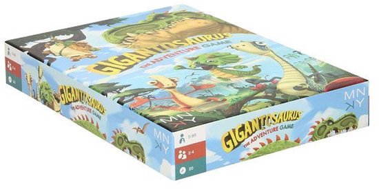 Doos van het bordspel Gigantosaurus: The Adventure Game met een illustratie van dinosaurussen.