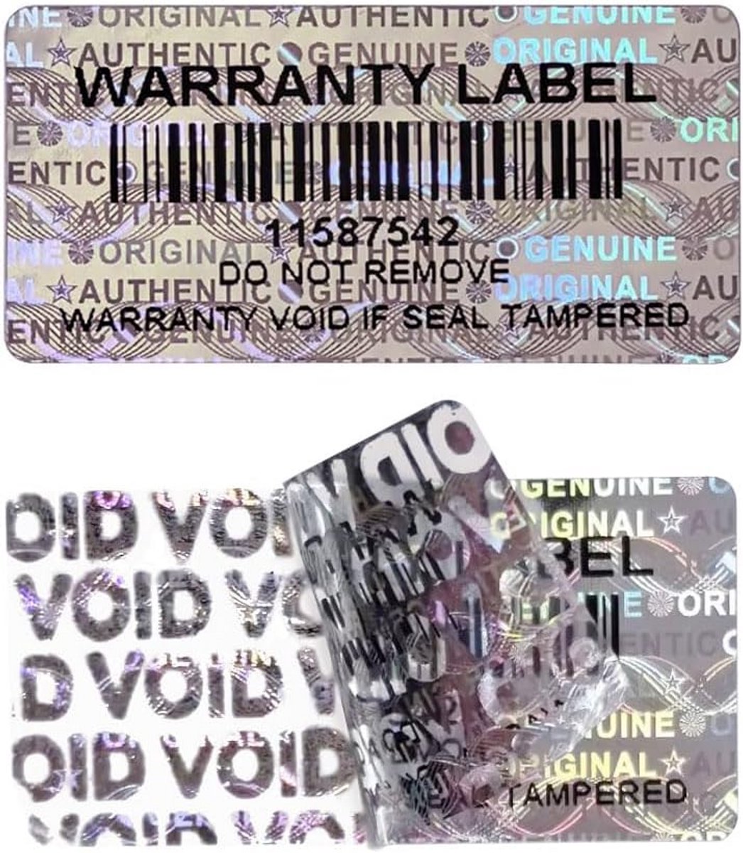 520 Stuks Hologram Zilver Beveiligingsstickers met Uniek Serienummer